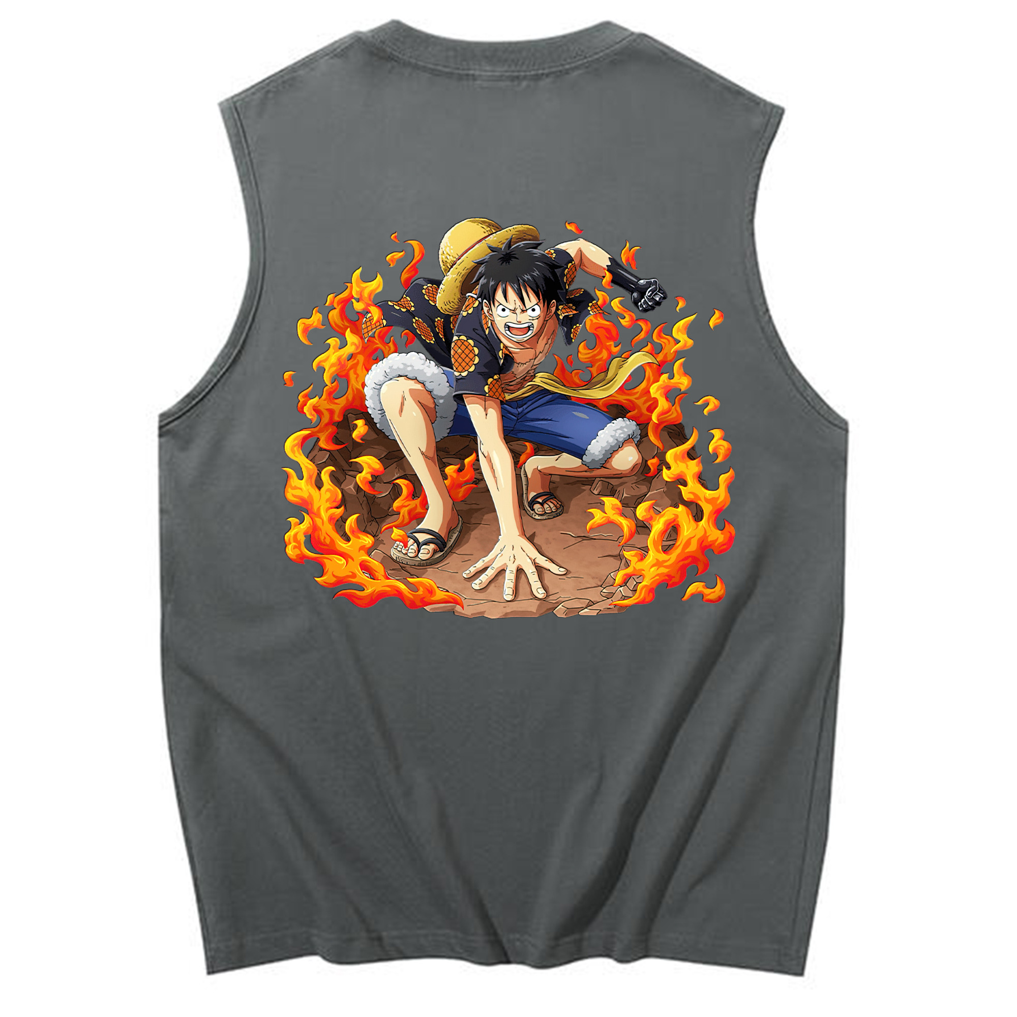 ワンピース モンキー・D・ルフィ ONE PIECE Monkey D. Luffy コットン100％タンクトップ（背面プリント）